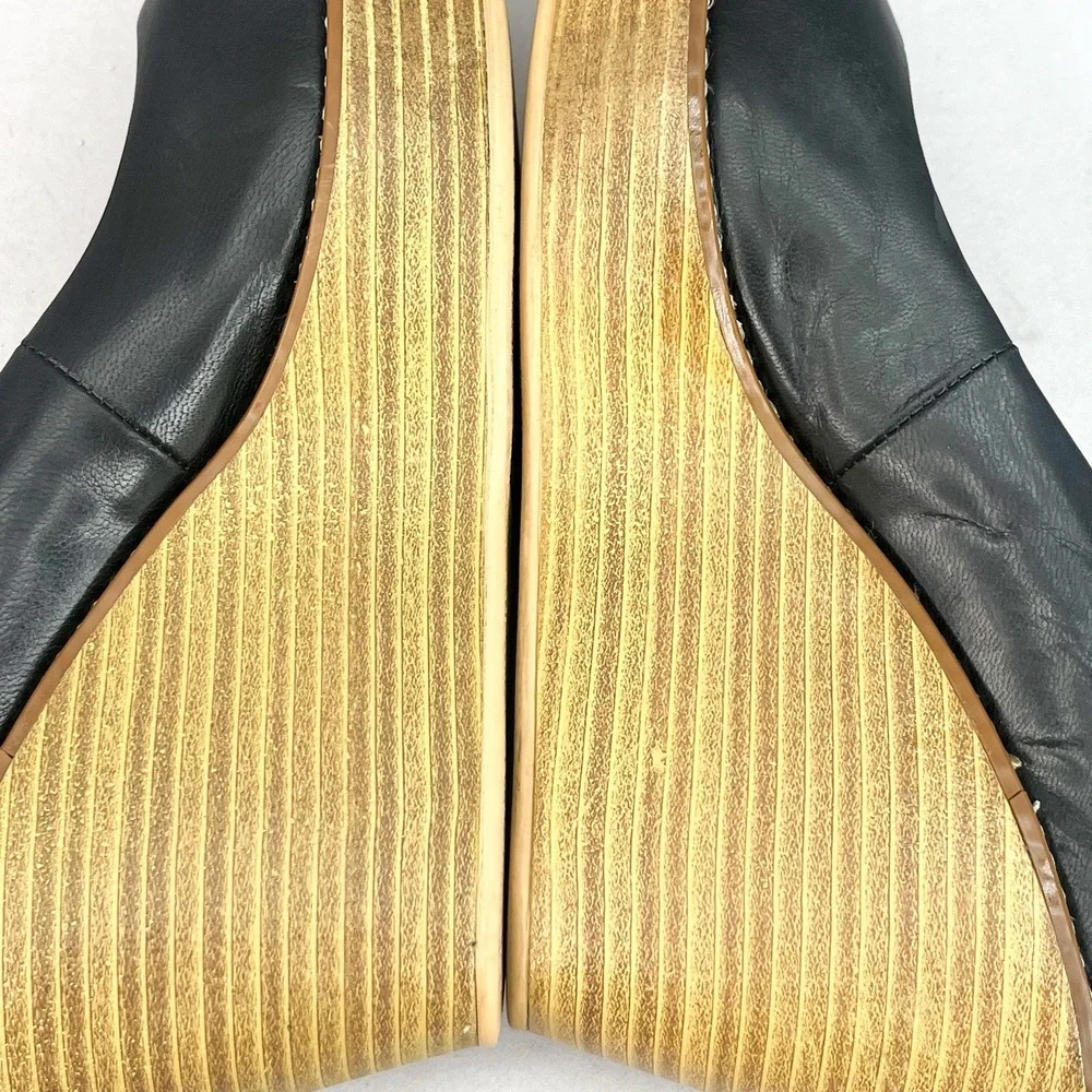 Vagabond Womens 39 9 Florence Pumps Wedge Shoes Black Leather Slip On High Heels